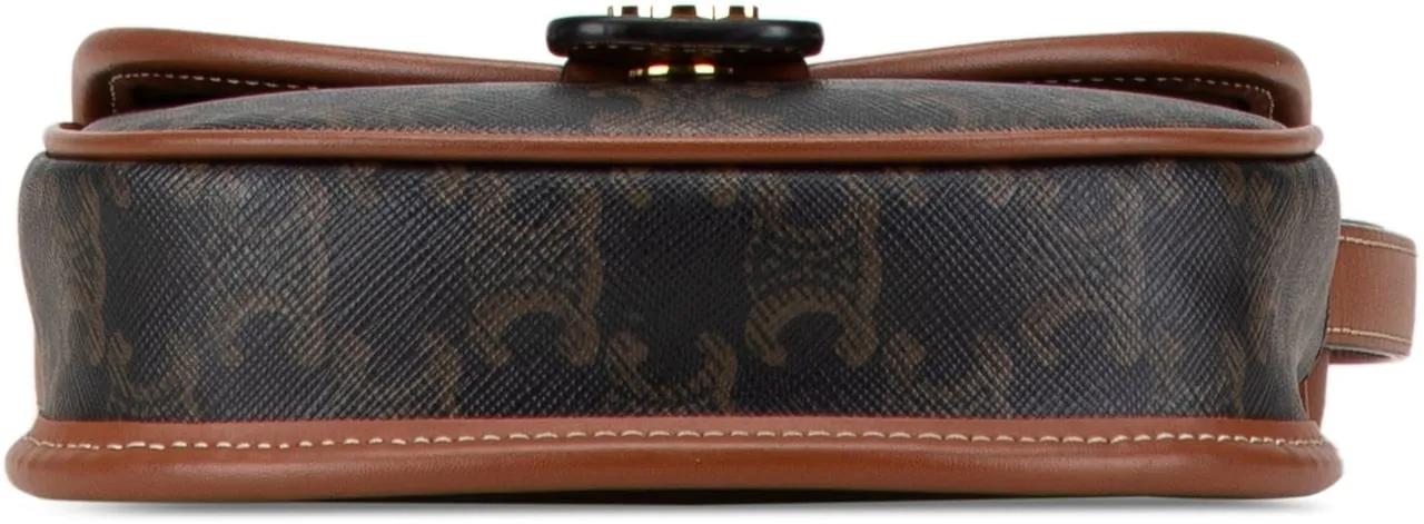Celine Shoppers Mini Triomphe Coated Canvas Besace Crossbody in bruin