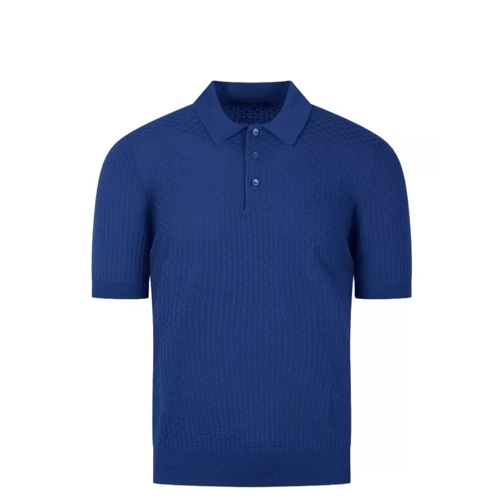 Tagliatore 3D Knit Polo Shirt Blue 
