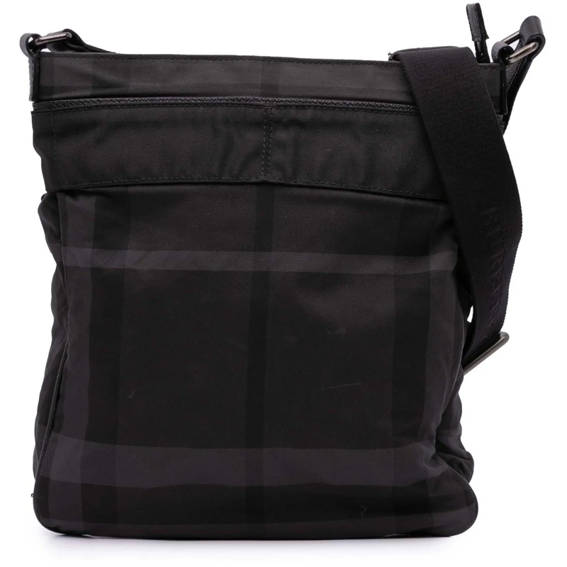 Burberry Schultertasche Smoke Check Nylon Crossbody grau