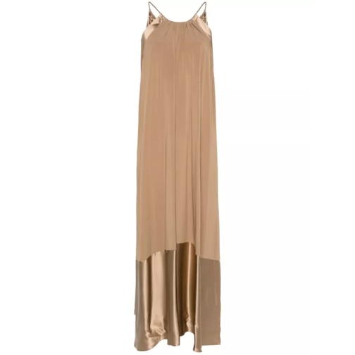 Max Mara  Samaria Jersey And Satin Long Dress Brown