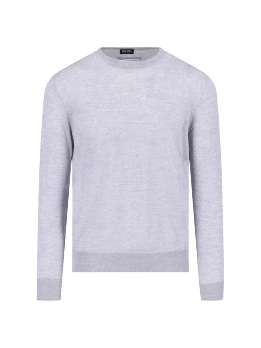Thumbnail - Zegna - Wool Sweater Grey Knitted Crew Neck - Größe 54 - grau