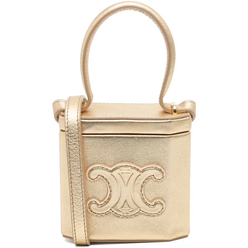 Celine Schultertasche Metallic Calfskin Triomphe Lock Bag gold
