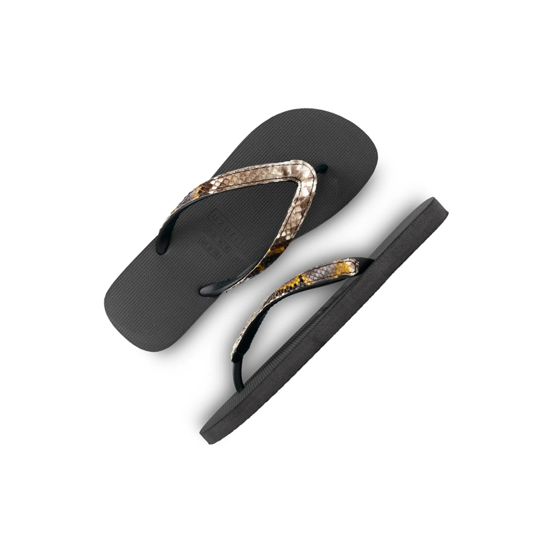 UZURII Flip Flops Zehentrenner Python Taupe schwarz(Image 4)