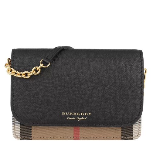 Burberry Hampshire Chain Wallet Check Black Crossbody Bag