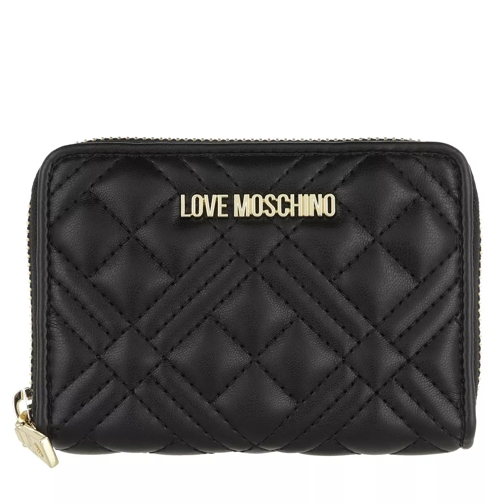 Love Moschino Portafogli Quilted Pu Nero Portemonnaie mit Zip-Around-Reißverschluss