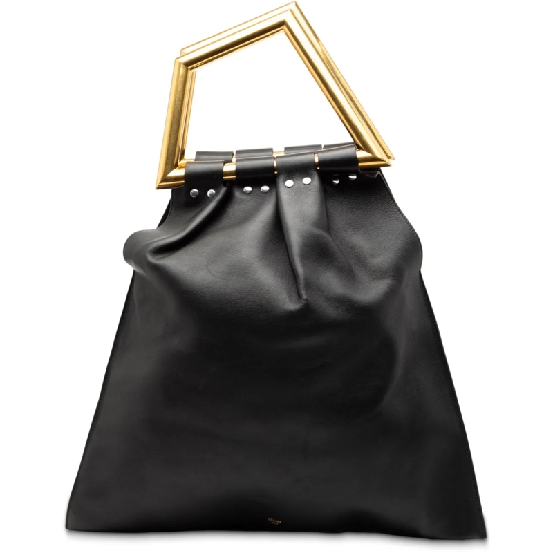 Celine Tote Leather Open Triangle Sac Handbag schwarz