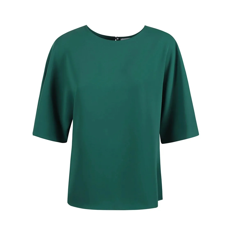P.A.R.O.S.H. Chemisier Relaxed-Fit Polyester Top With Keyhole Detail Green