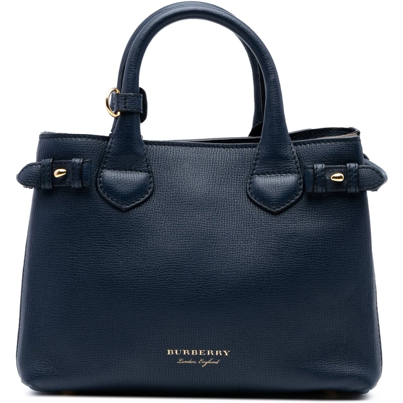Burberry Sac à bandoulière Small Grainy Calfskin and House Check Banner Satch blau