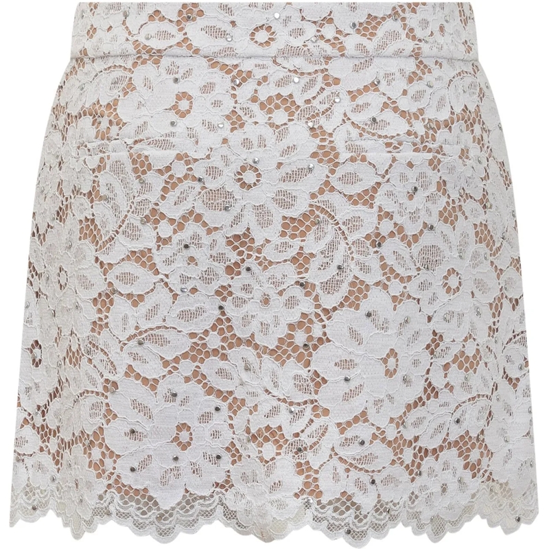 MICHAEL Michael Kors Minirock Mini Gonna in Pizzo Floreale con Borchie. weiß(Image 2)