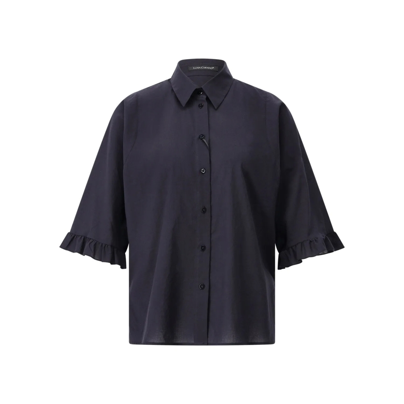 Luisa Cerano Bluse Bluse aus Baumwolle Dunkelblau