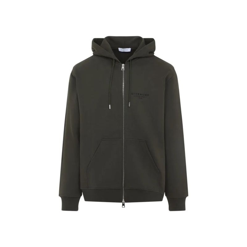 Givenchy  Classic Zip-Up Hooded Sweatshirt With Branding Green