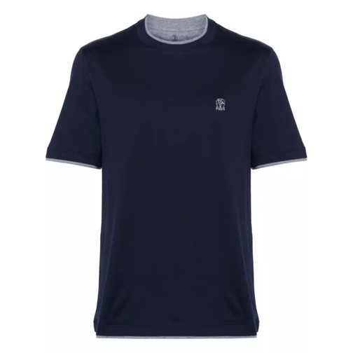 Brunello Cucinelli Navy Blue Cotton T-Shirt Blue 