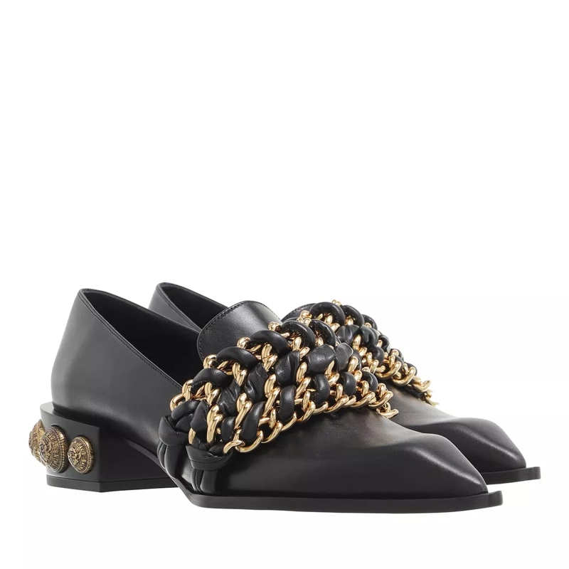 Balmain Loafer Coin Chain Loafers Leather Black