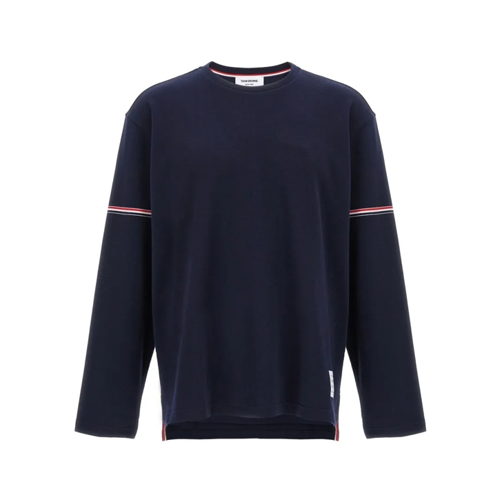 【関税込み】Thom Browne ネイビー Rugby コットン 長袖Tシャツ Thom Browne Rugby' T-Shirt Blue | Topjes met lange mouwen