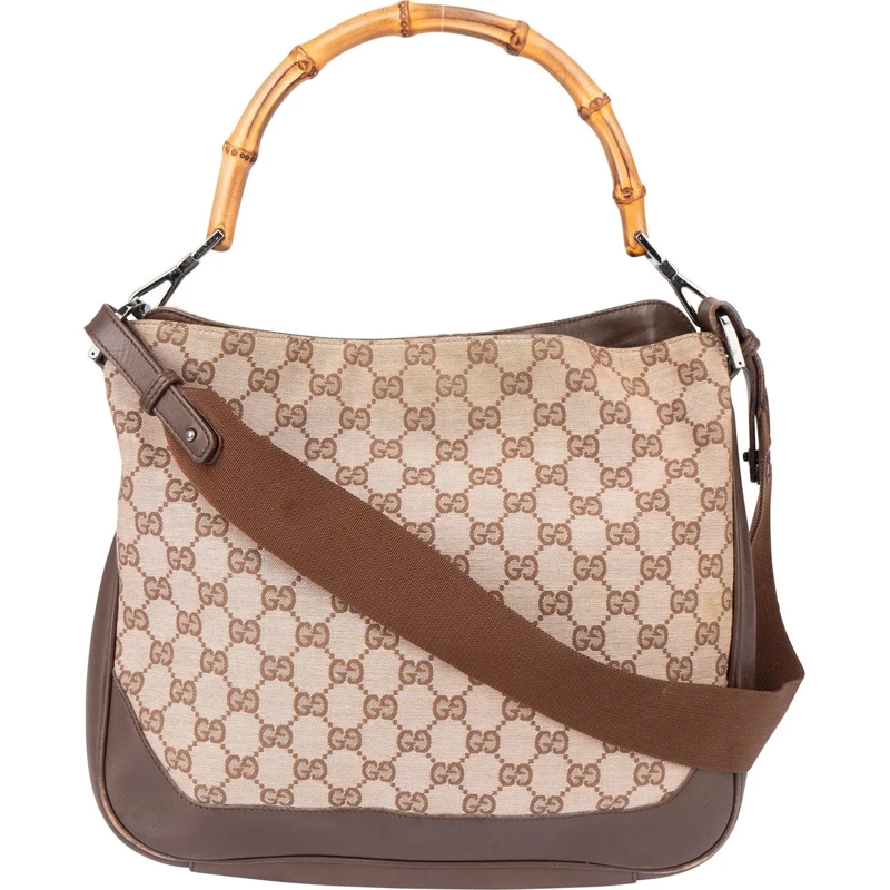 Gucci Schultertasche Gucci GG Monogram Bamboo Handbag braun