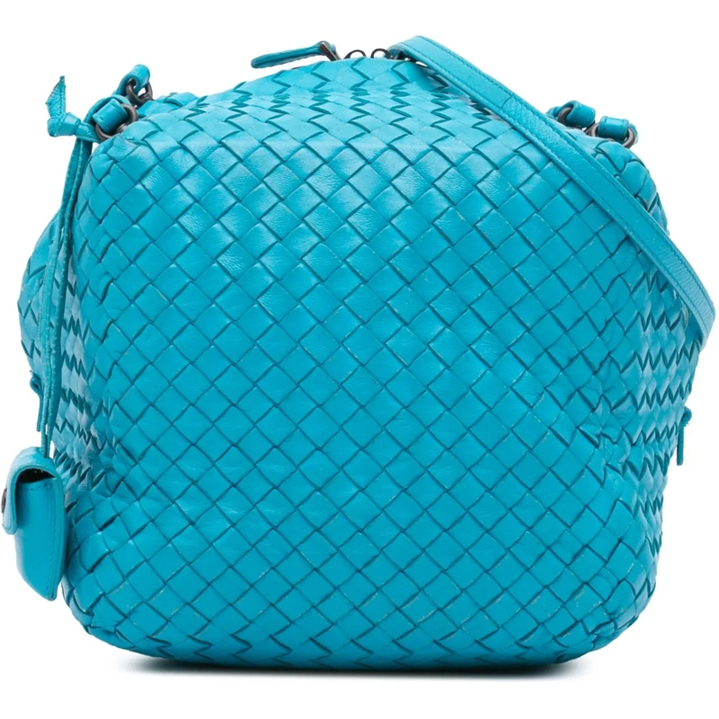 Bottega Veneta Sac à bandoulière Nappa Intrecciato Cube Crossbody blau