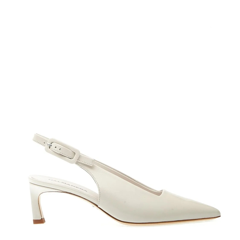 Halmanera Pumps Cream Patent Leather Slingback Thin Heel Neutrals