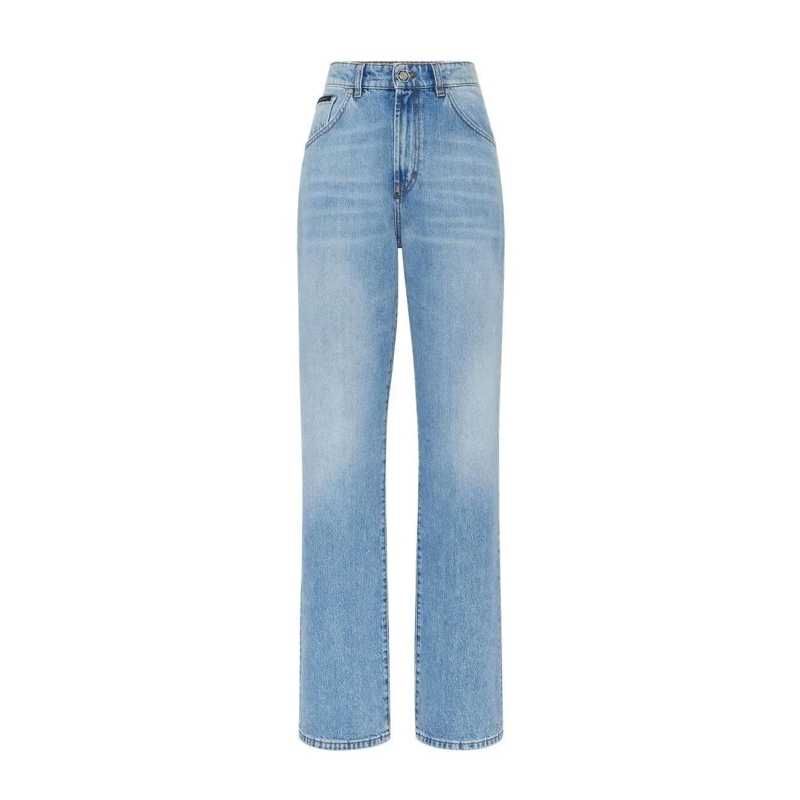 Philipp Plein Jeans mit geradem Bein Stil und Originalität mit dieser 5-Pocket-Hose aus jeansblau