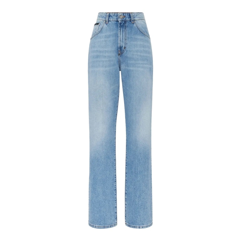 Philipp Plein Jeans mit geradem Bein Stil und Originalität mit dieser 5-Pocket-Hose aus jeansblau