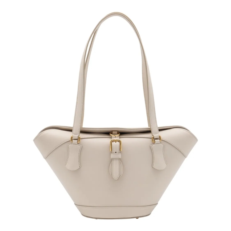 Dolce&Gabbana Schultertasche Trapezoidal Handbag With Gold-Tone Buckle Neutrals