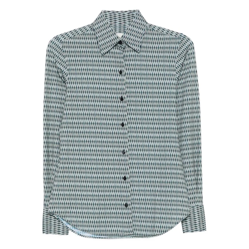 Xacus Overhemd Geometric Patterned Long Sleeve Shirt With Classic Grey