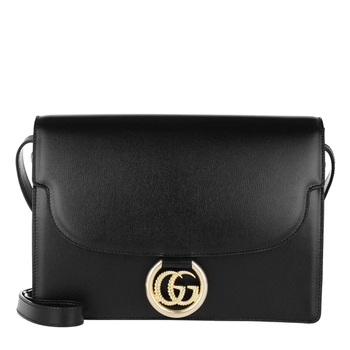 Gucci GG Ring Shoulder Bag Leather Black Crossbody Bag