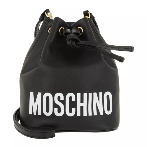 Moschino Logo Drawstring Bag Small Fantasia Nero Borsa a secchiello