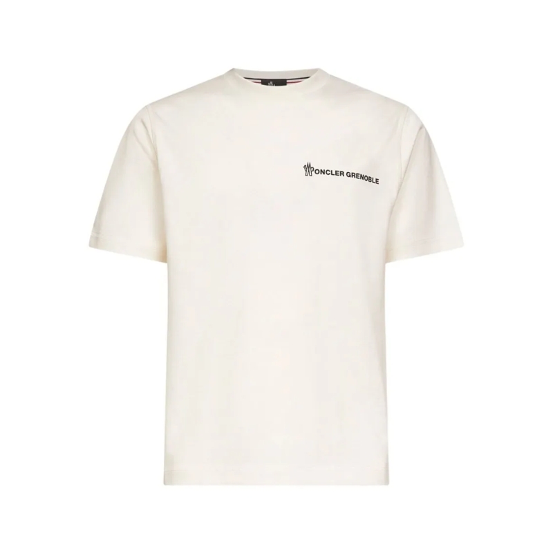 Moncler T-Shirt Cotton T-Shirt With Embossed Logo Neutrals