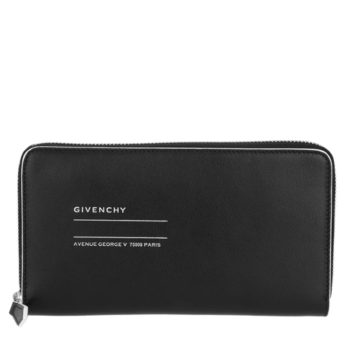 Givenchy Printed Logo Zipped Wallet Leather Black Portemonnaie mit Zip-Around-Reißverschluss