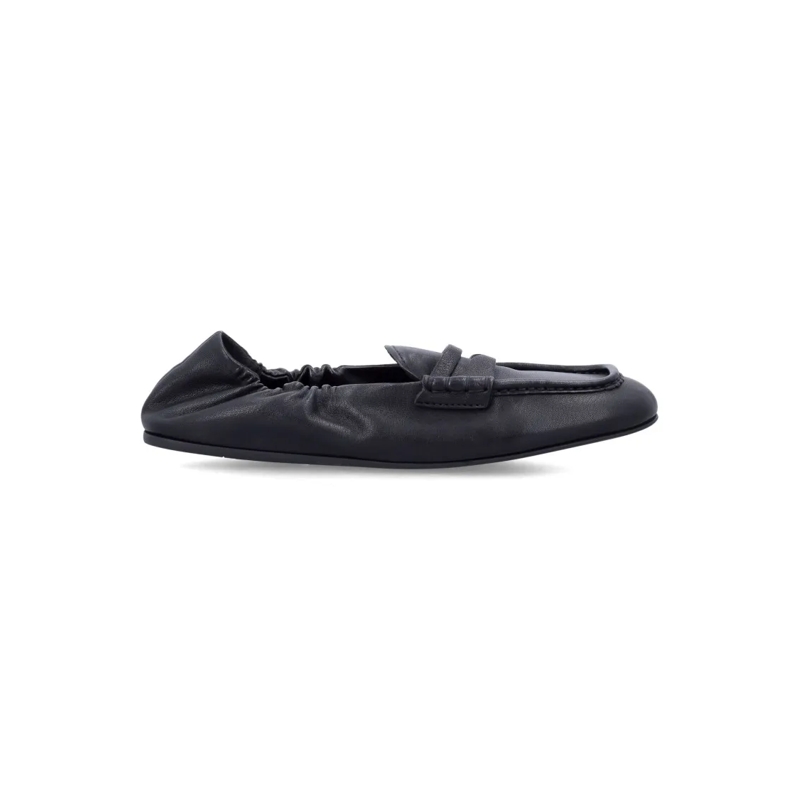 Miu Miu Balletschoenen Ruches Nappa Leather Loafers Black