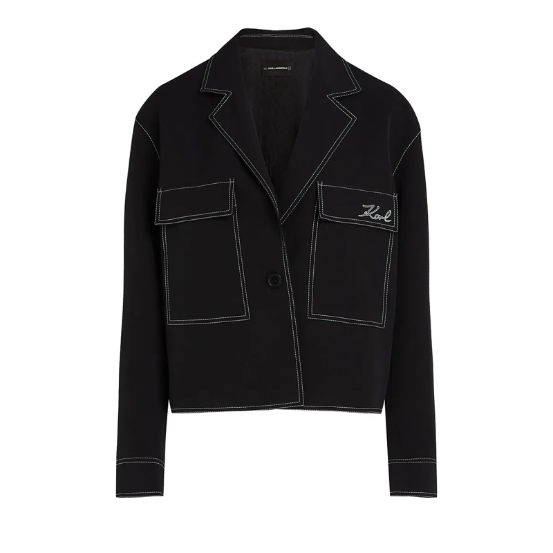 Karl Lagerfeld Blazer JACKE MIT KONTRASTN�HTEN schwarz