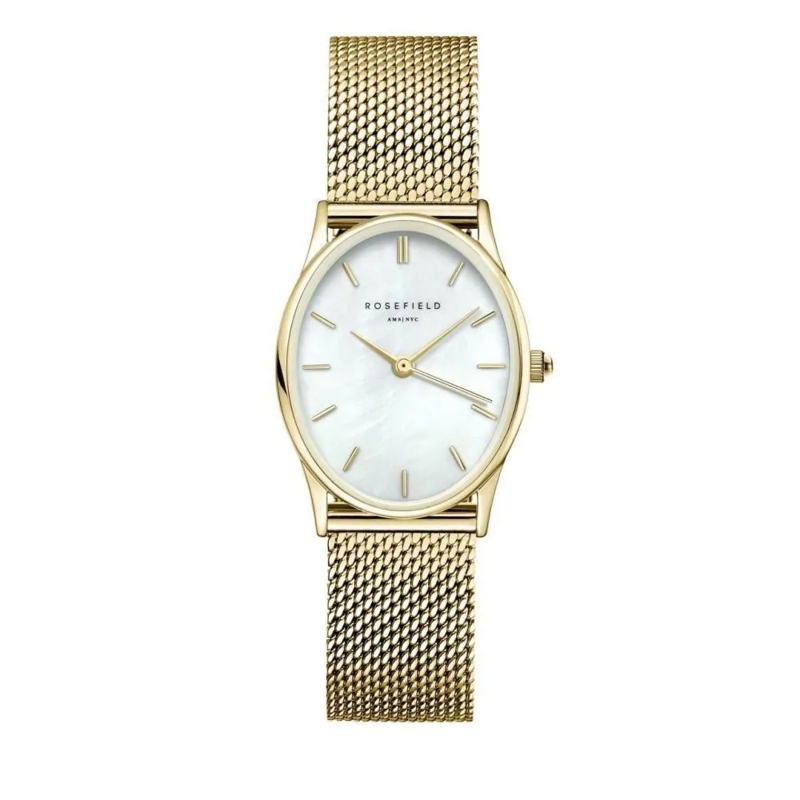 Rosefield Quarzuhr Damenuhr Oval Mesh gold