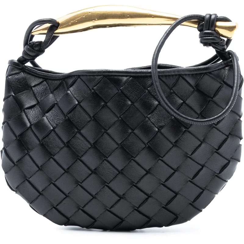 Bottega Veneta Schultertasche Baby Lambskin Intrecciato Sardine schwarz