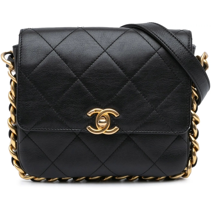 Chanel Sac à bandoulière Small Quilted Calfskin Framing Chain Flap schwarz