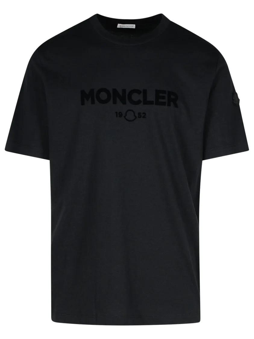 Moncler - Black Cotton Blend T-Shirt - Größe L - schwarz