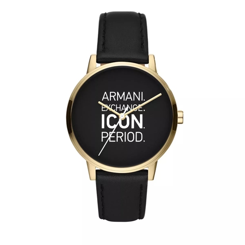 Armani Exchange Three-Hand Leather Watch Black Orologio al quarzo