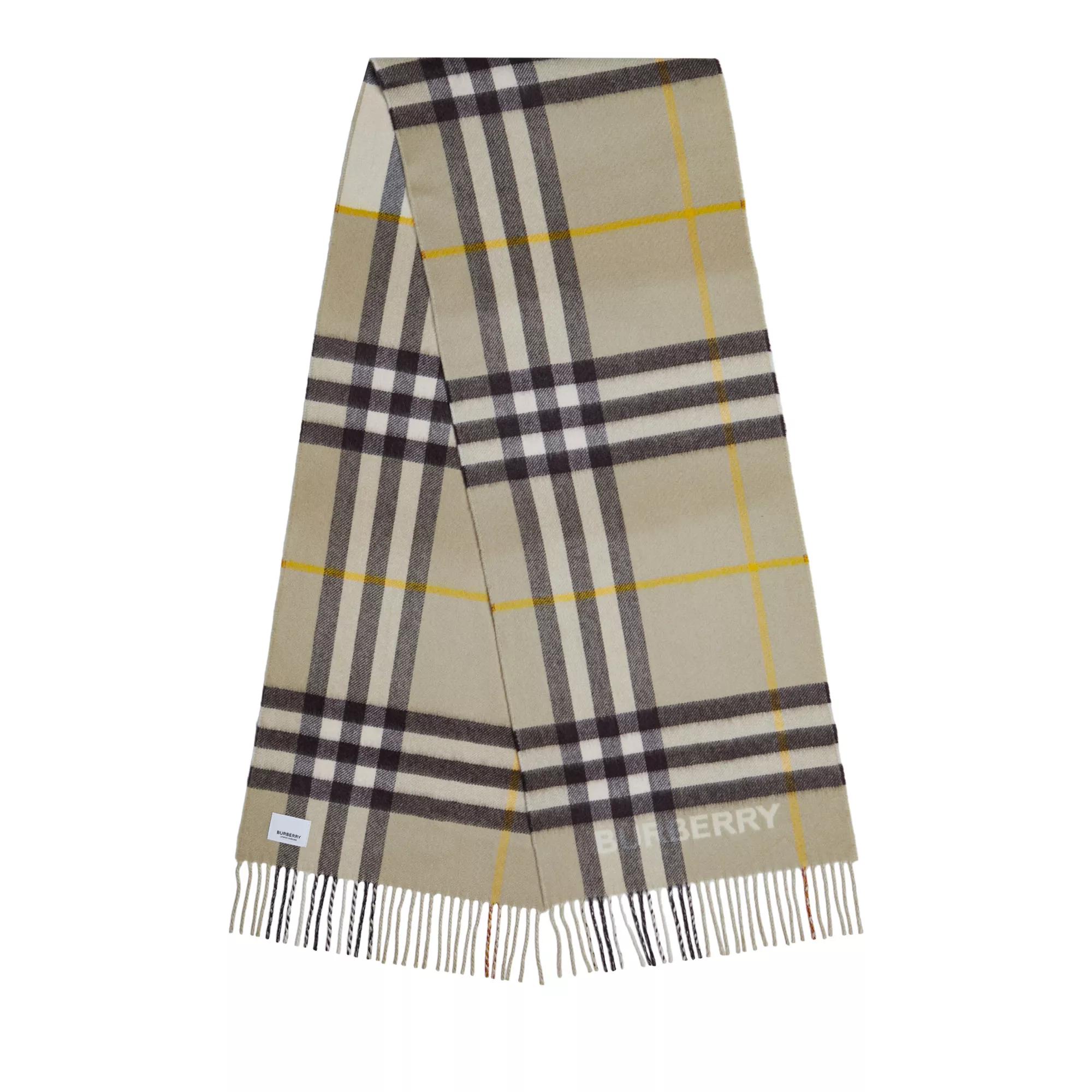 Burberry Tücher & Schals - Contrast Checked Friged Scarf - Gr. unisize - in Beige - für Damen