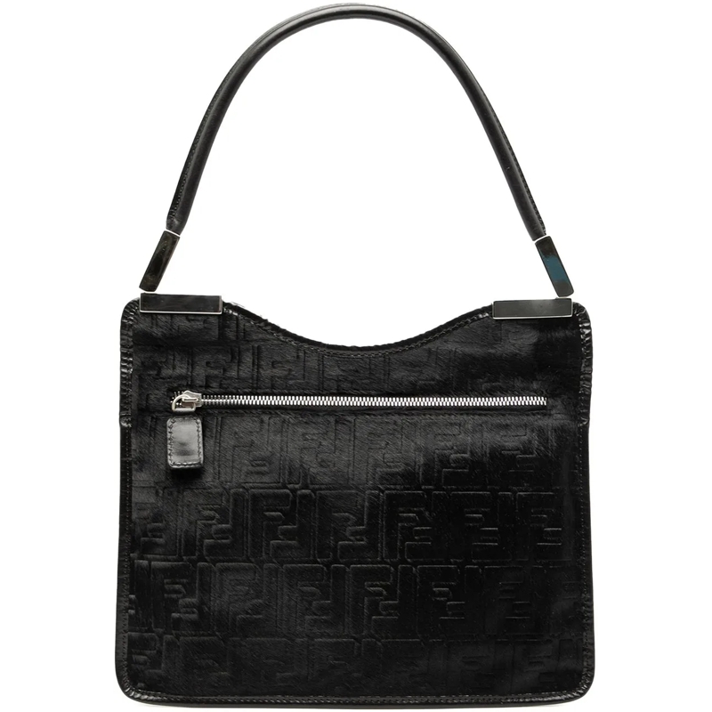 Fendi Sac à bandoulière Zucca Pony Hair Shoulder Bag schwarz