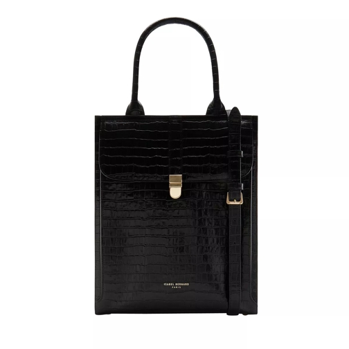 Isabel Bernard Femme Forte Sabrina Croco Black Calfskin Leather Handbag Tote