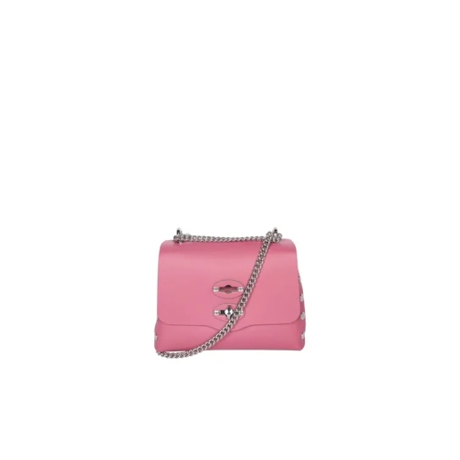 Zanellato Smooth Leather Bag With Flap Closure Pink Schultertasche