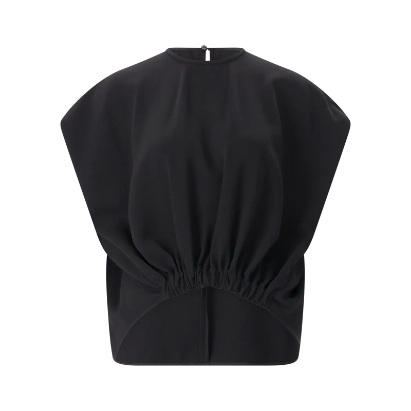 Max Mara Bluse Bluse mit Raffung schwarz