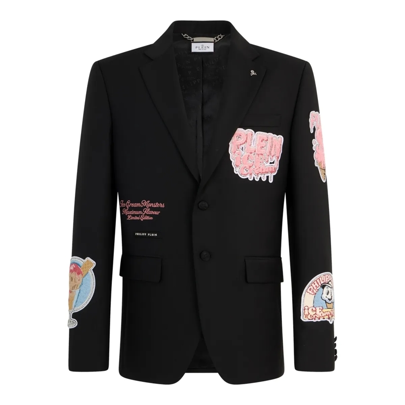 Philipp Plein Blazer Gigolo Fit Blazer Ice Cream Patches schwarz