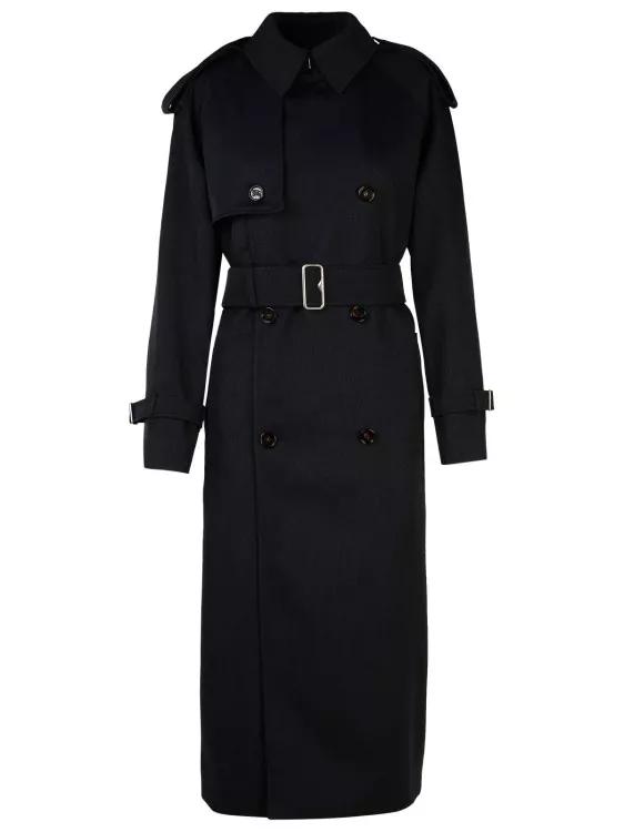 Burberry - Grey Wool Long Trench Coat - Größe 4 - black