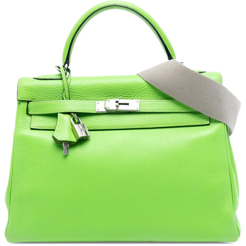 Hermès Schultertasche Clemence Kelly II Retourne 32 grün