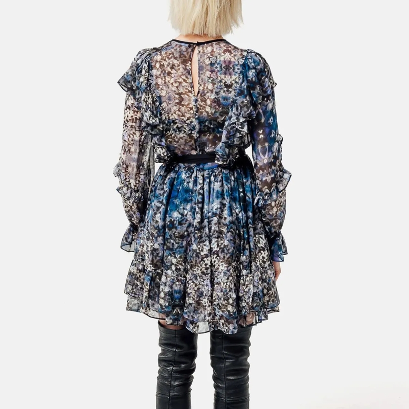 Helene Galwas Kleid Minikleid aus Seide BECKYRE- Mini-Kleid aus Chif blau(Image 3)