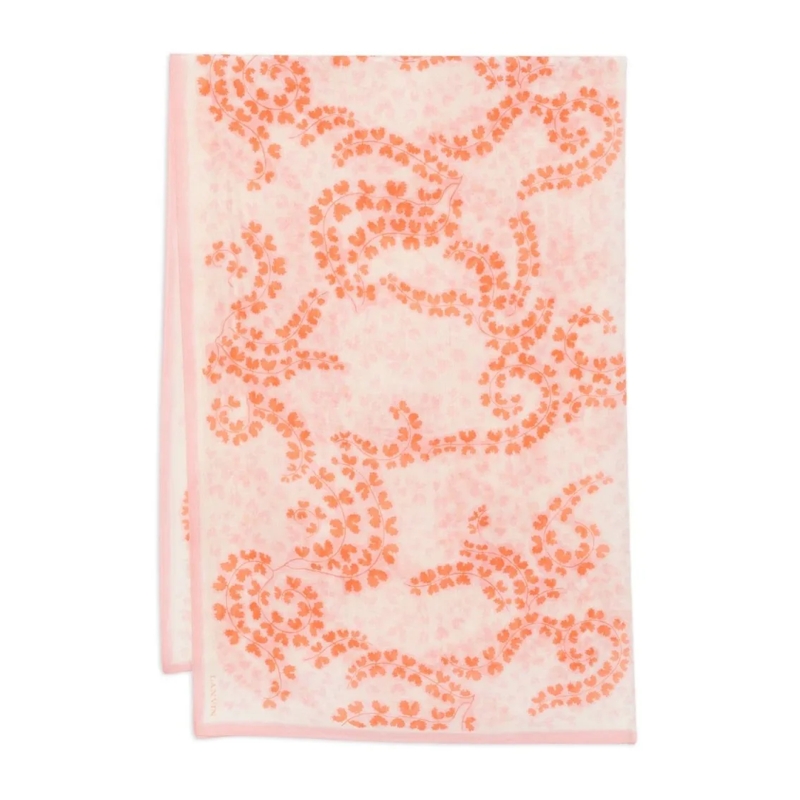 Lanvin Leichter Schal Square Scarf In Pink Cotton-Silk Blend Neutrals