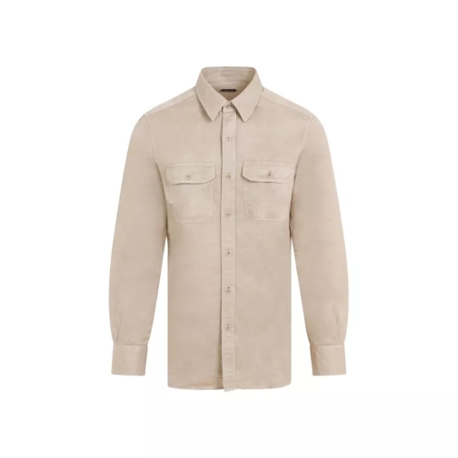 Tom Ford Military Beige Linen-Cotton Shirt Neutrals 