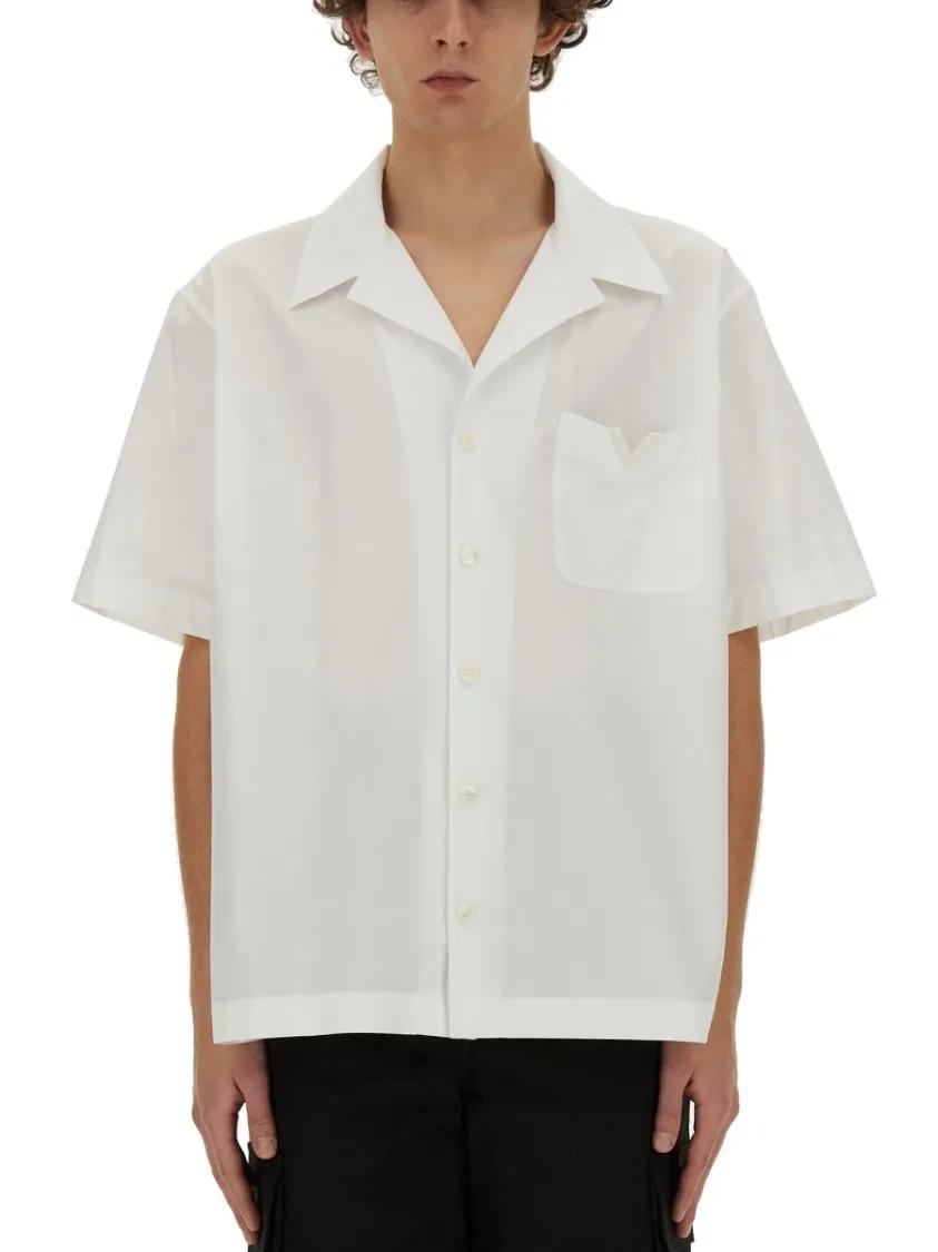 Thumbnail - Valentino Garavani - Relaxed Fit Short-Sleeved Bowling Shirt - Größe 48 - weiß
