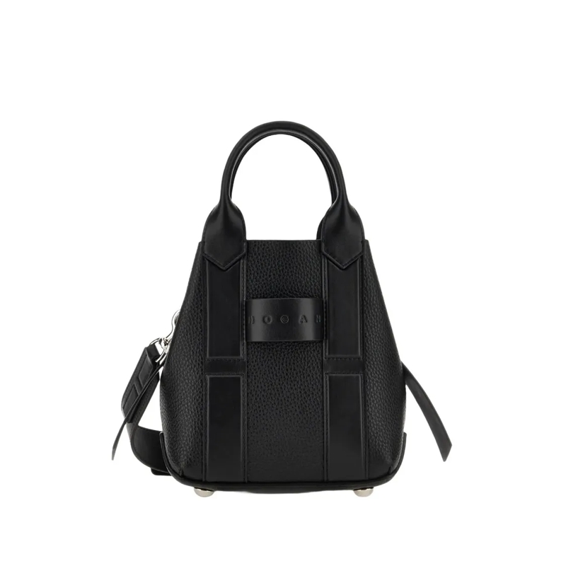 Hogan Schultertasche Structured High-Quality Leather Shopping Bag Black