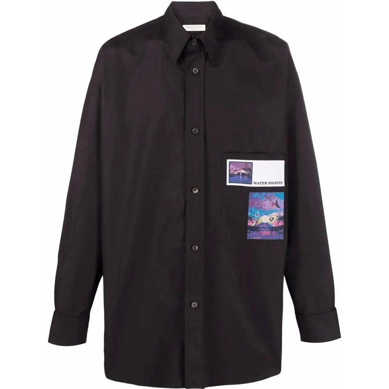 Valentino Garavani Legeres Oberteil Garavani Water Nights Patches Shirt Black